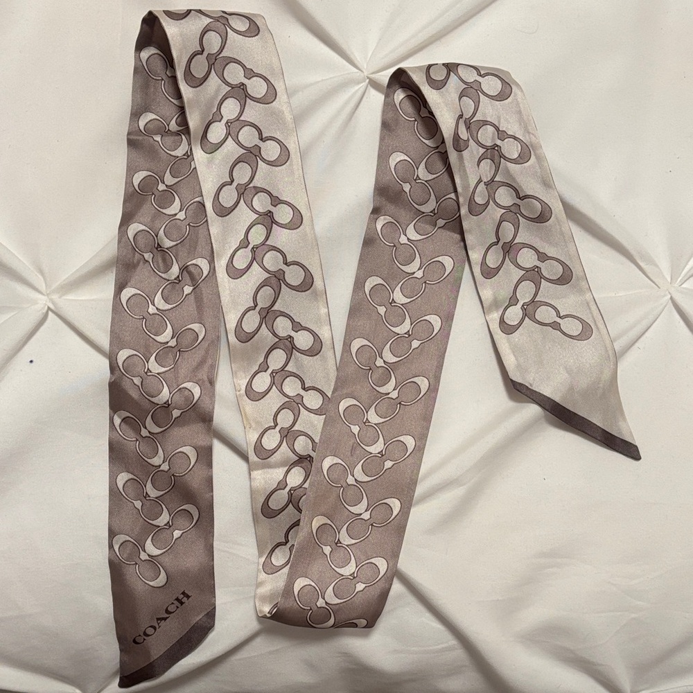 Coach Signature Print Silk Skinny Scarf